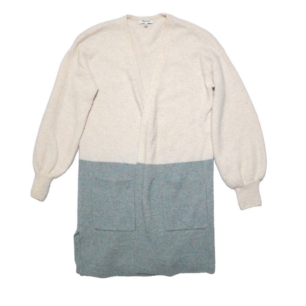 Madewell Womens V-Neck Long Cardigan Wool Alpaca Blend‎ Beige Two-tone Size XS